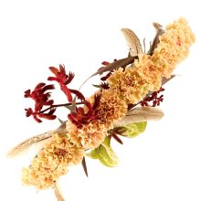 lillekimp-lehvik-pealtvaade a yellow and red flowers